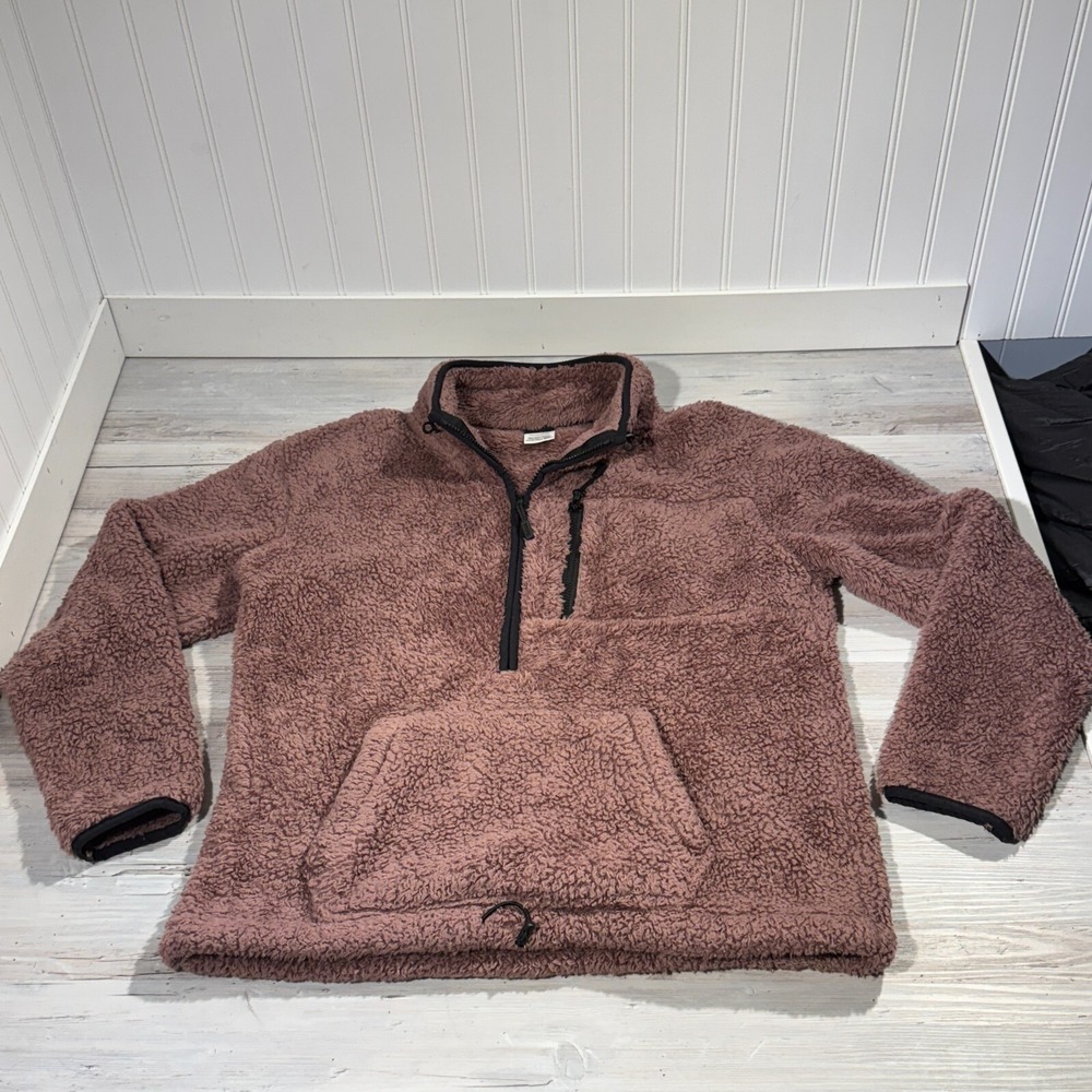 PINK Victoria's Secret Women‎ Sweatshirt Small Sherpa Teddy 1/2 Zip Pullover